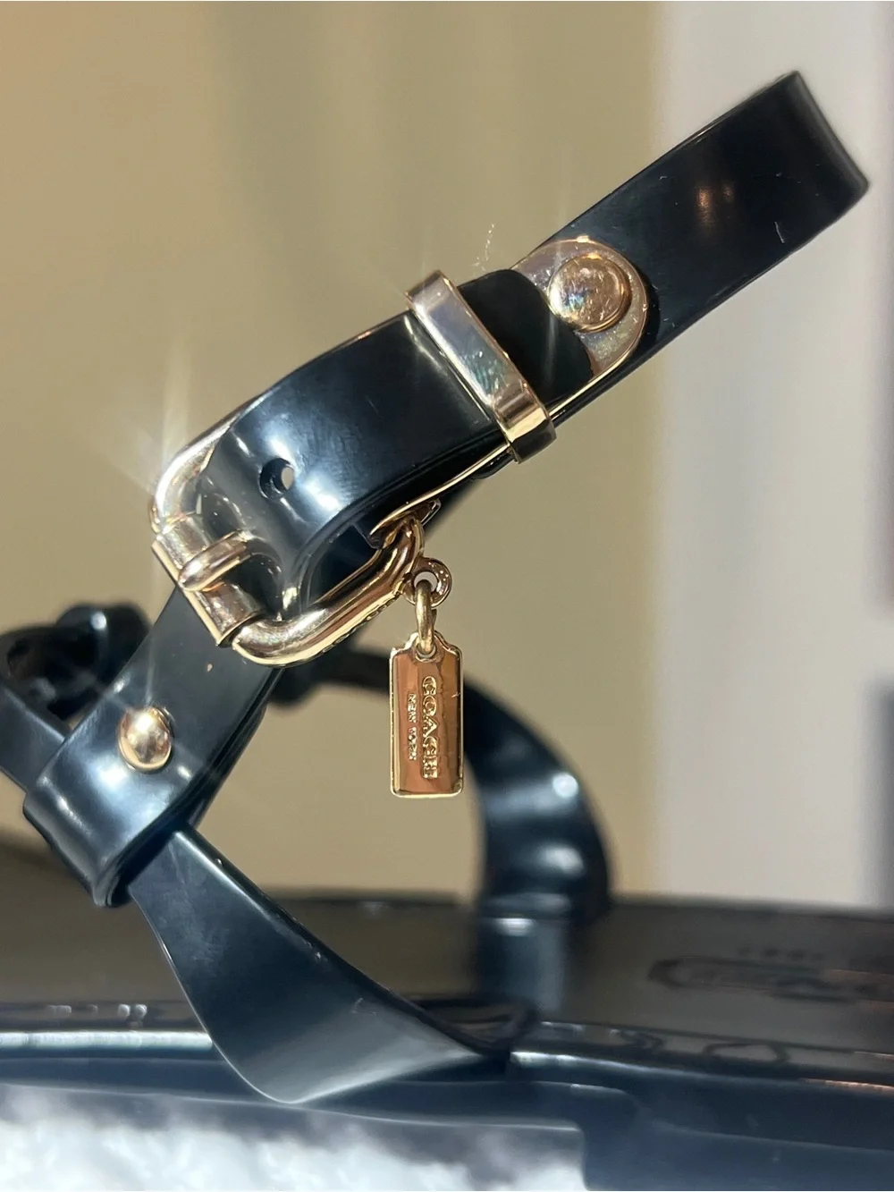 COACH Pier Shiny Jelly T-Strap Charm Jelly Thong Sandals Flip Flops